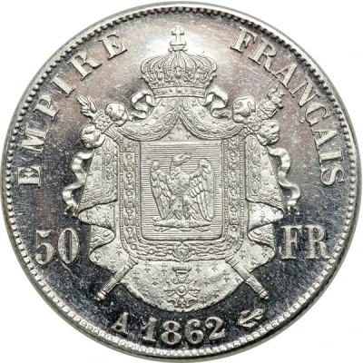 50 Francs - Napoleon III Platinum replica back