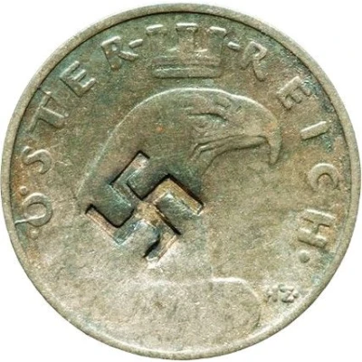 Austria - 1 Groschen with Swastika Counterstamp front