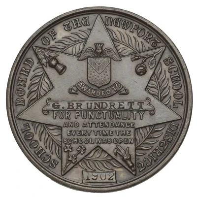 Award - Edward VII Attendance Medal; Vaughton, bronze back