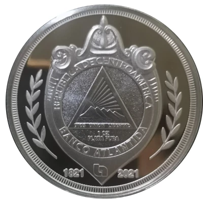 Banco Atlántida: Independence Bicentennial Anniversary Commemoration Medal back