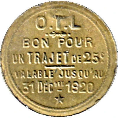 Bon pour un trajet de 25 Centimes OTL Lyon [69] back