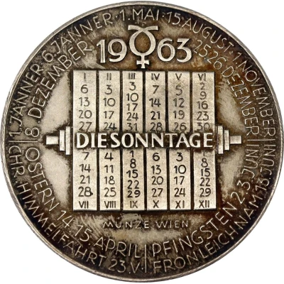 Calendar Medal 1963 Jahresregent Merkur front