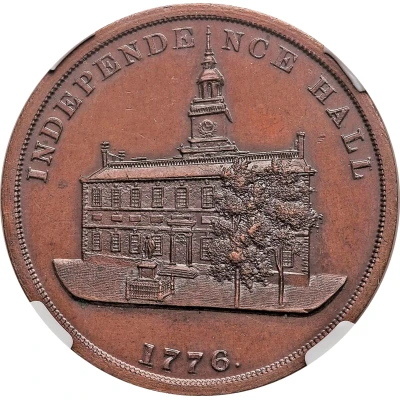 Dollar - U.S. Centennial Exposition Liberty Bell; Independence Hall; No Star back