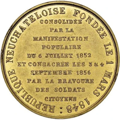 Foundation of the Republic of Neuchâtel gold plated bronze ND back