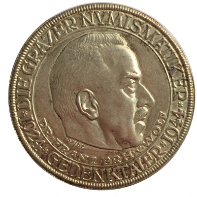 Gedenktaler - Franz Freiherr von Wolf 20th Anniversary of the Grazer Numismatic Society front