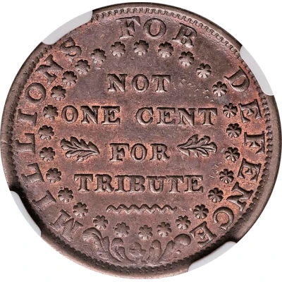 Hard Times Token - Not One Cent - Daniel Webster Millions for Defence back