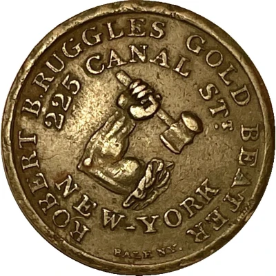 Hard Times Token - Robert B. Ruggles, Gold beater New York, NY ND front