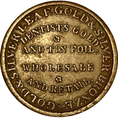 Hard Times Token - Robert B. Ruggles, Gold beater New York, NY ND back