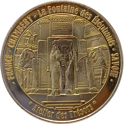 Jeton touristique - Atelier des Trésors - Chambéry - La fontaine des éléphants (Je porte bonheur) ND front