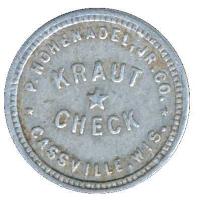 Kraut Check - P. Hohenadel Jr. and Co. (Cassville Wisconsin) ND front