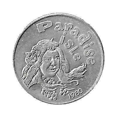 Mardi Gras Token - Krewe of Gemini Paradise Isle; Gulfport, Mississippi back