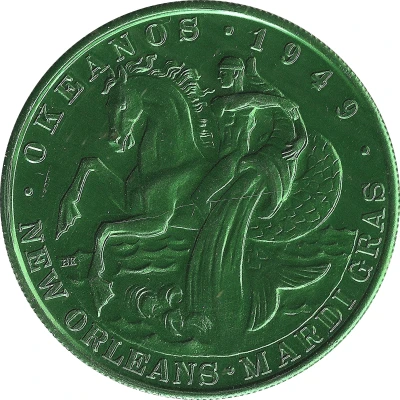 Mardi Gras Token - Krewe of Okeanos This is Your Life; green; New Orleans, Louisiana back