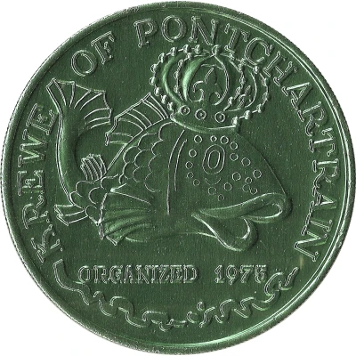 Mardi Gras Token - Krewe of Pontchartrain Come Fly With Pontchartrain; green; New Orleans, Louisiana back