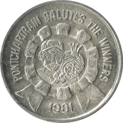 Mardi Gras Token - Krewe of Pontchartrain Pontchartrain Salutes the Winners front