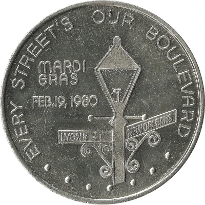 Mardi Gras Token - Lyons Carnival Club Every Street's Our Boulevard front