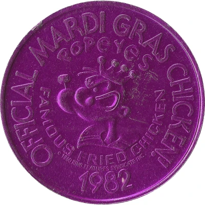 Mardi Gras Token - Official Mardi Gras Chicken ! Popeyes Famous Fried Chicken back