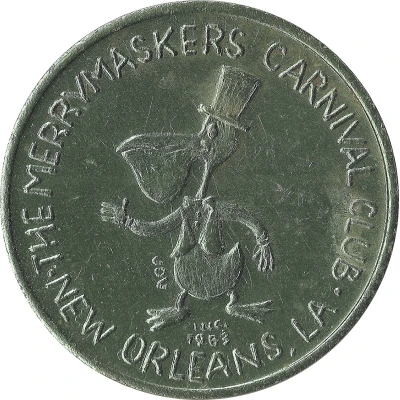 Mardi Gras Token - The Merrymaskers Carnival Club New Orleans, Louisiana back