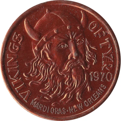 Mardi Gras Token - Vikings Of Tyr Famous Stories, Legends and Tales; orange; New Orleans, Louisiana back