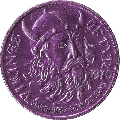 Mardi Gras Token - Vikings Of Tyr Famous Stories, Legends and Tales; purple; New Orleans, Louisiana back
