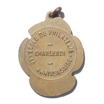 Medal - 1st anniversary of the Philatelic school in Charleroi ND back