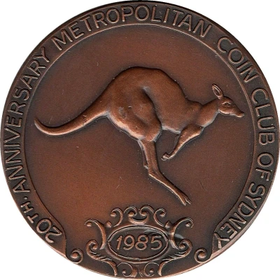 Medal - 20th Anniv Metropolitan Coin Club of Sydney front