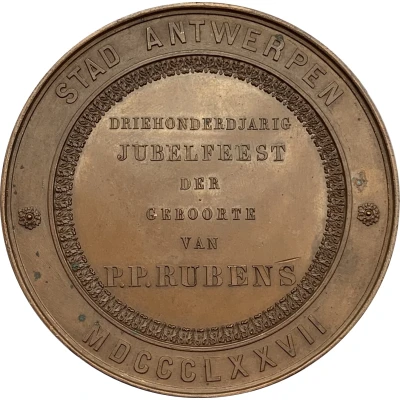 Medal - 300th anniversary of Peter Paul Rubens Antwerp back