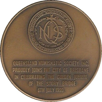 Medal - 50th Anniversary Story Bridge Brisbane Queensland Numismatic Society back