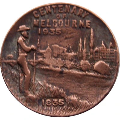 Medal - Centenaries Victoria 1934; Melbourne 1935 Event Medal back