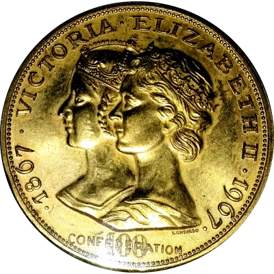 Medal - Confederation Centennial Victoria and Elizabeth II; Color Gold front