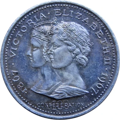 Medal - Confederation Centennial Victoria and Elizabeth II; Color Silver front