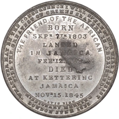 Medal - Death of William Knibb back