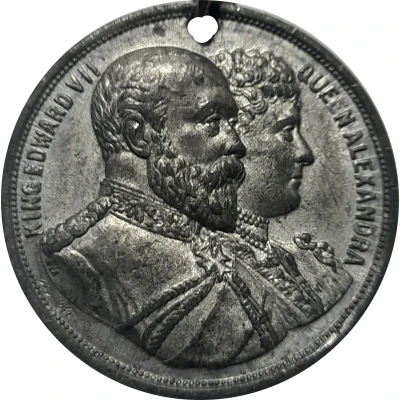 Medal - Edward VII Coronation; Miesch, white metal front