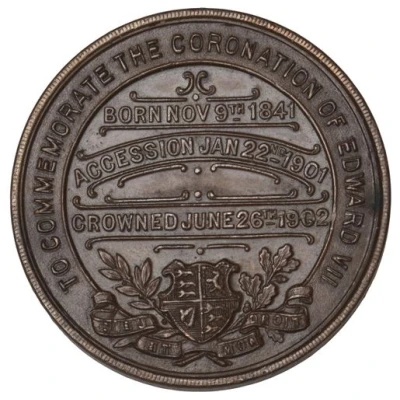Medal - Edward VII Coronation; bronze back