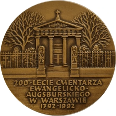 Medal - Evangelical-Augsburg Cemetery in Warsaw (200 Years; 1792-1992) ND front