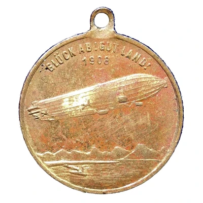 Medal - Flight of Zeppelin LZ 4 above Lake Constance back