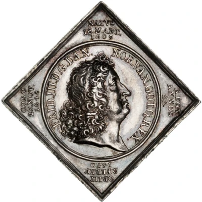 Medal - Frederik III Death medal by Meybusch ND front