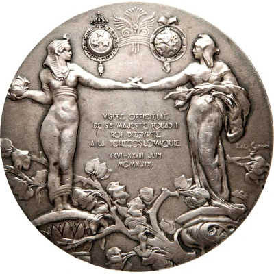 Medal - Fuad I Official Visit to Czechoslovakia back