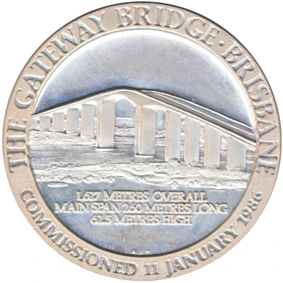 Medal - Gateway Bridge Brisbane - Silver Inauguration Medal front