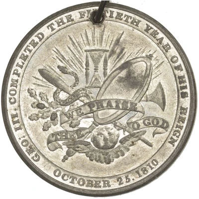 Medal - George III Golden Jubilee; T. Wyon, white metal back