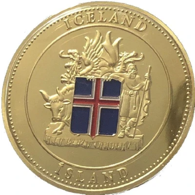 Medal - Iceland Coat of Arms and Flag ND front