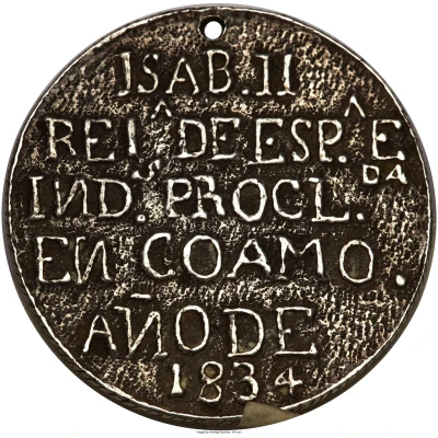 Medal - Isabel II - Proclamation of Coamo back