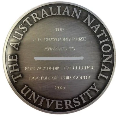 Medal - J G Crawford Prize Academic Award ND back