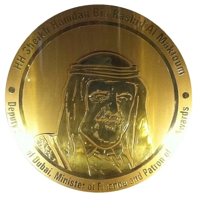 Medal - Khalifa 10th Anniversary of Sheikh Hamdan Award for Medical Sciences; Presentation Issue front