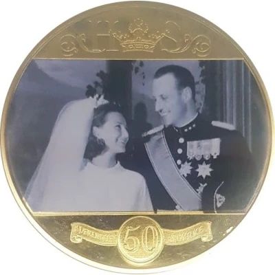 Medal - King Harald V and Queen Sonja Gold Wedding 1968-2018 ND front