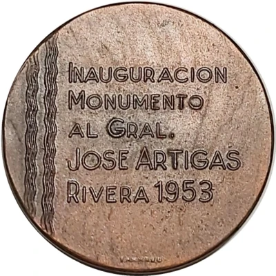 Medal - Monument Inauguration To Gral. Jose Artigas - Rivera 1953 ND back