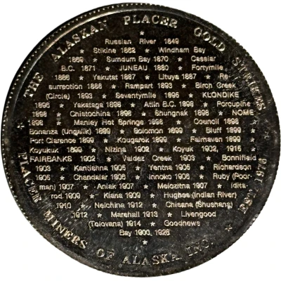 Medal - Placer Miners of Alaska Inc. (Placer Miners Gold Strikes) ND back