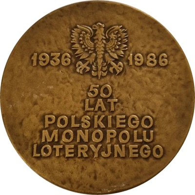 Medal - Polish Lottery Monopoly (50 Years; 1936 - 1986) ND front