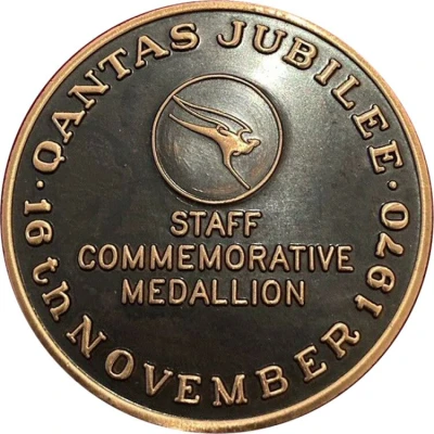 Medal - Qantas 50th Jubilee Company Medal back