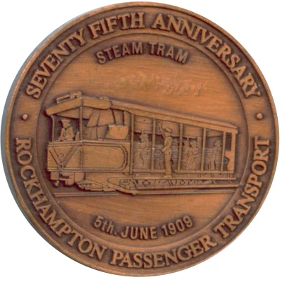 Medal - Rockhampton 75th Anniv Public Transport 1984 Rockhampton Coin Club back