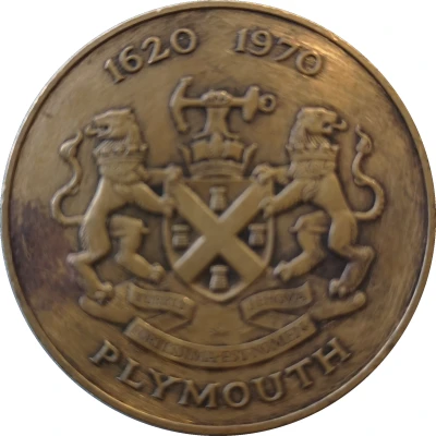 Medal - Sailing of the pilgrim fathers Plymouth back